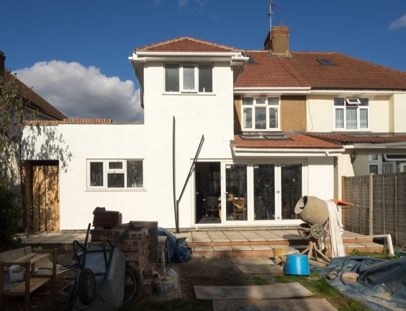 Rendered extension on a 1930s semi